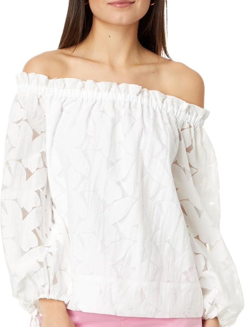 Lilly Pulitzer, like new, White Jamielynn Longsleeve size Large